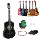 38  Beginners Acoustic Guitar Wooden With Guitar Case Strap Tuner Pick Natural