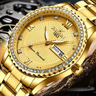 Waterproof Gold Men s Watch Classic Stainless Steel Quartz Diamond Business Gift