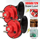 2pc 12v 300db Super Loud Train Air Horn Waterproof Motorcycle Car Truck Suv Boat