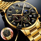Men s Gold Watch Waterproof Classic Stainless Steel Quartz Analog Business Gift
