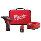 Milwaukee 2401-22 M12 12-volt Lithium-ion 1 4 In  Hex Cordless Screwdriver Kit