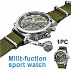 Men Military Wrist Watch Army Green Analog Digital Quartz Nylon Canvas Us Stock