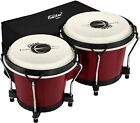 Eastar 6  And 7  Bongo Drum Set Dark Red Wood Bongos Percussion Instrument   Bag