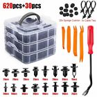 650 Pcs Car Retainer Nylon Auto Fasteners Push Trim Clips Pin Rivet Bumper Kit