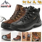 Nortiv 8 Men s Leather Safety Shoes Steel Toe Work Boots Construction Waterproof